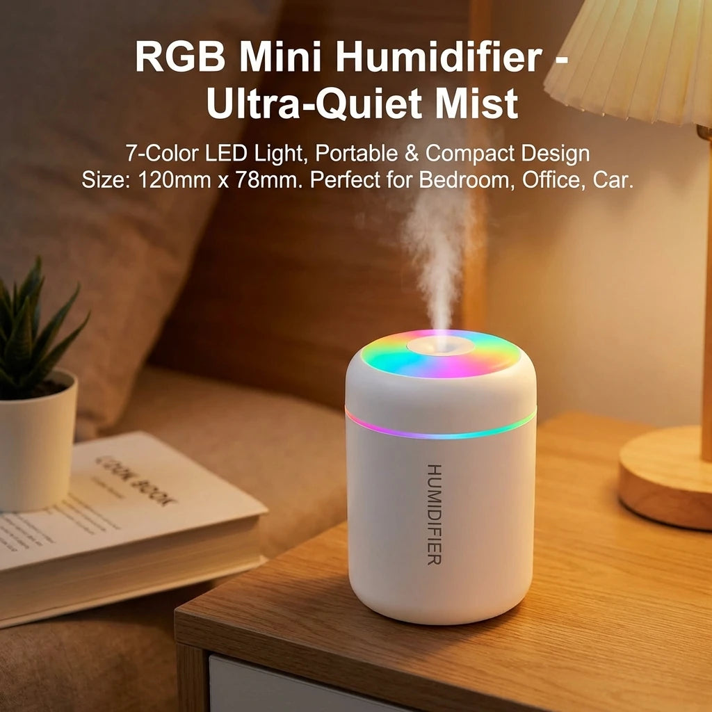 USB LED Air Humidifier, Desktop Cool Mist Sprayer, Aroma Diffuser, Essential Oil Purifier for Home Bedroom