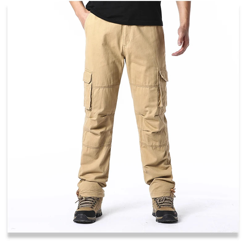 Salopette ample à grande poche pour hommes, pantalon tactique de Jogging pour Sports de plein air, taille élastique, pantalon de travail décontracté en pur coton