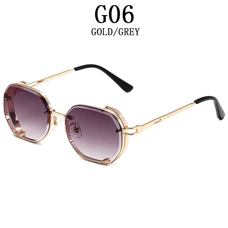 Lunettes de soleil carrées punk pour hommes, nuances rétro, luxe, mode vintage, steampunk, 2023
