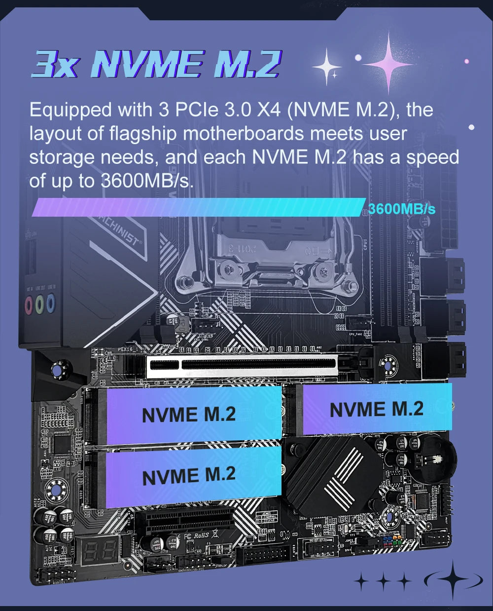 MACHINIST X99 V9S carte mère prise en charge TPM2.0 LGA 2011-3 Xeon E5 cpu DDR4 RAM C612 puce avec 3 * NVME M.2 slot SATA3.0 USB3.0
