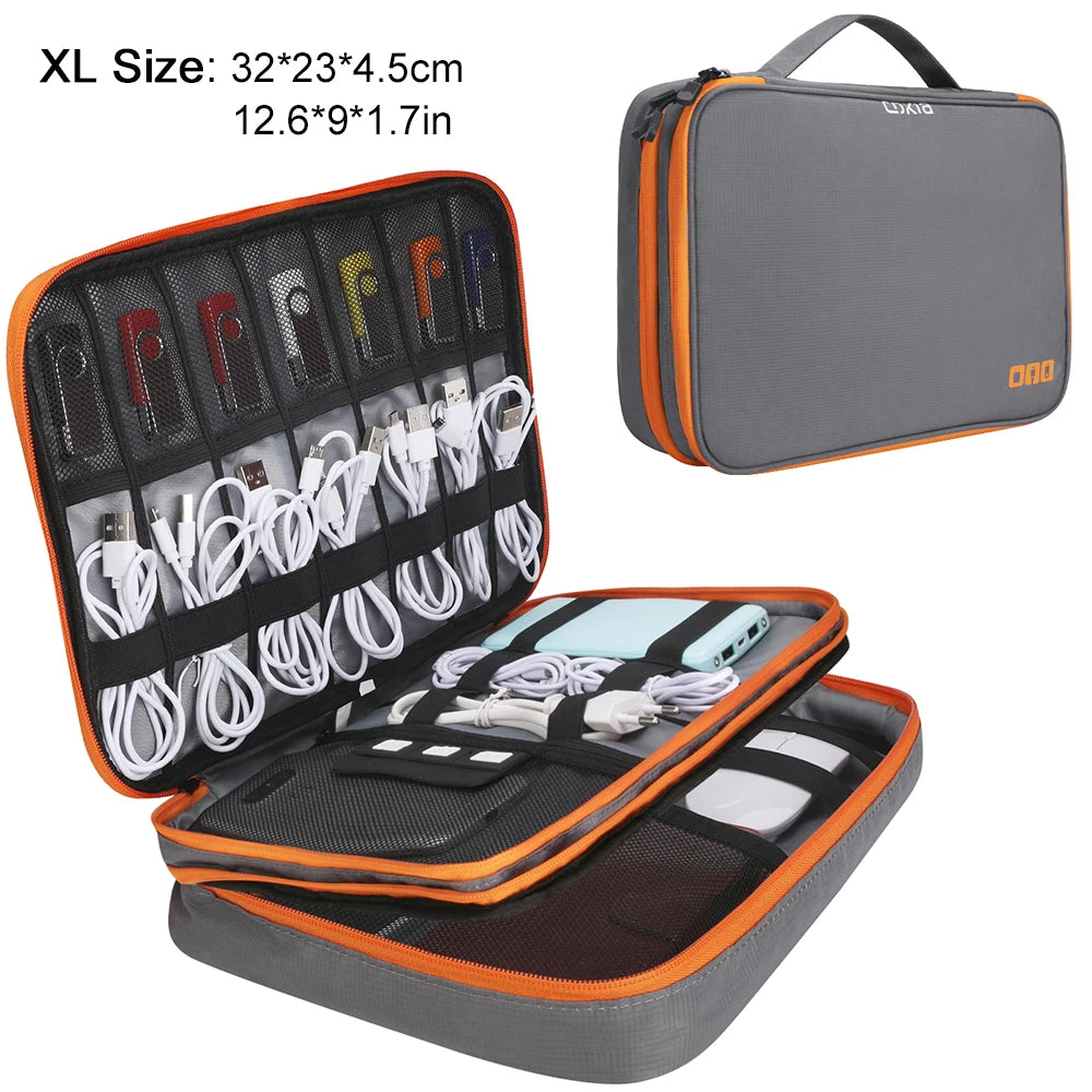 Clearance_Portable Electronic Accessories Travel Case, Cables Storage Bag Gadget Carry Bag for iPad, Cables, Power, USB Flash Drive