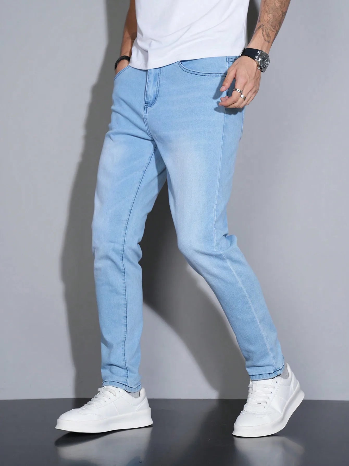 Manfinity Men Men's Skinny Casual Versatile Pocket Jeans
