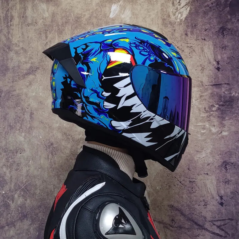 Casques moto pour hommes et femmes — double lentille, locomotive
