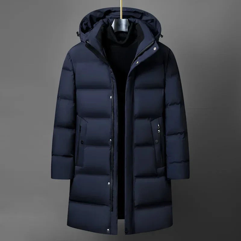 Doudoune homme hiver — col à capuche, blanc, canard, chaud, épais, longue, taille M-4XL