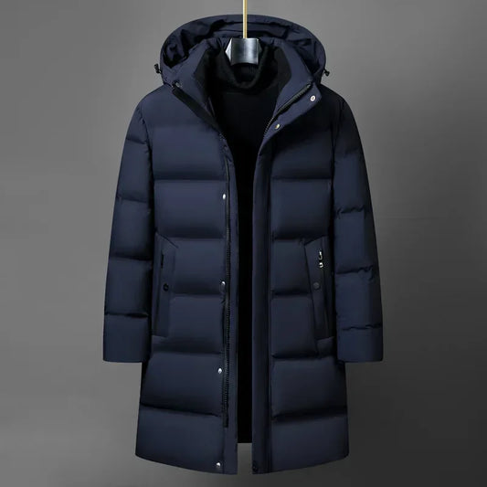 Canadá moda invierno chaqueta para hombres abrigo Parka para hombre, plumífero de ganso blanco, cuello con capucha, cálido, grueso, acolchado largo M-4XL