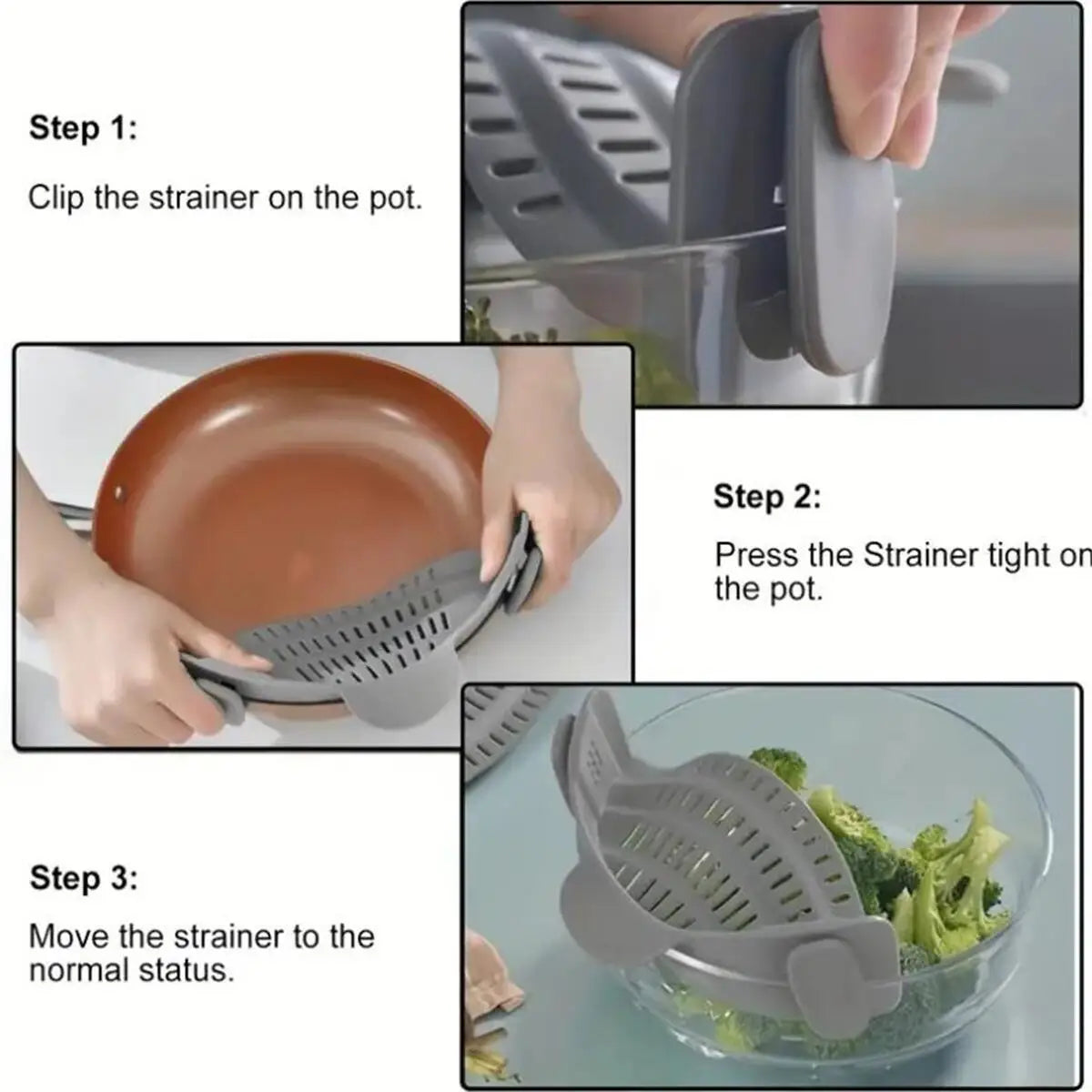 1 pièce, passoire, passoire à casseroles, passoire à Clip réglable pour casseroles et bols, passoire à casseroles de cuisine