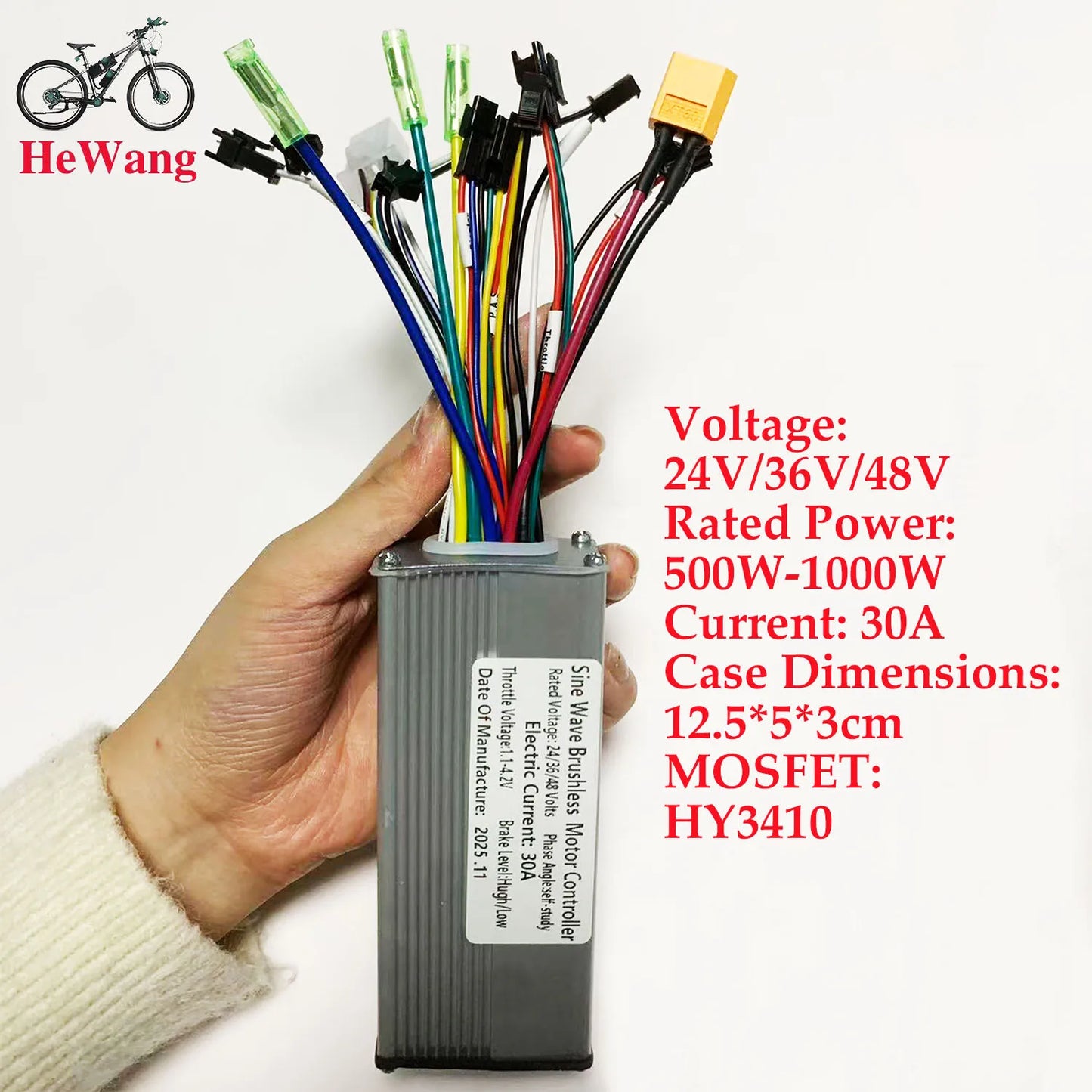 Contrôleur Moteur Sinusoïdal 24V/36V/48V — 3 Modes 500W/750W/1000W Vélo Électrique