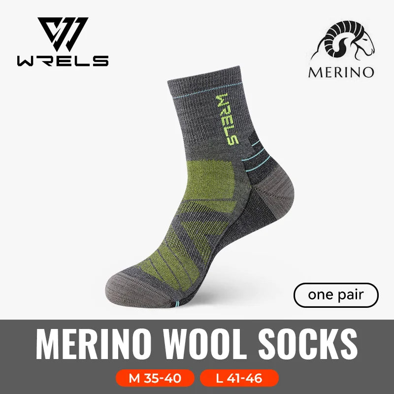 WRELS 1/2/3 paires chaussettes en laine mérinos thermique chaud hiver haute élastique épais chaussettes de randonnée Absorption d'humidité chaussettes de sport en laine