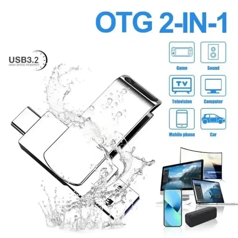 Clé USB 3.2 2-en-1 pour Xiaomi, 512 Go, disque U 256 Go, haute vitesse, en métal, étanche, Type-C, clé USB, lecteur USB