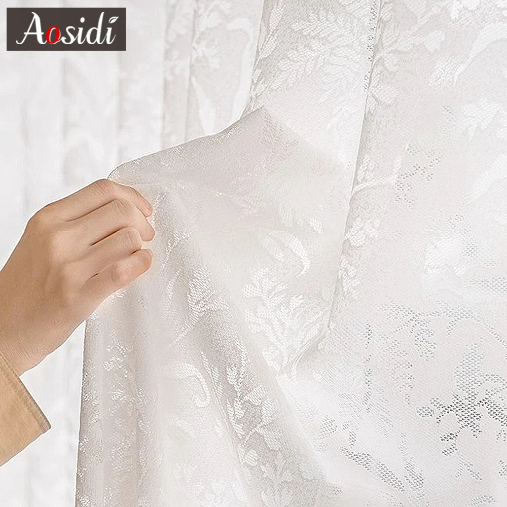 Rideaux en Voile transparent en dentelle 2025, pour salon, en Tulle, pour cuisine, Voilage, diviseur d'écran pour la maison, décoration de mariage
