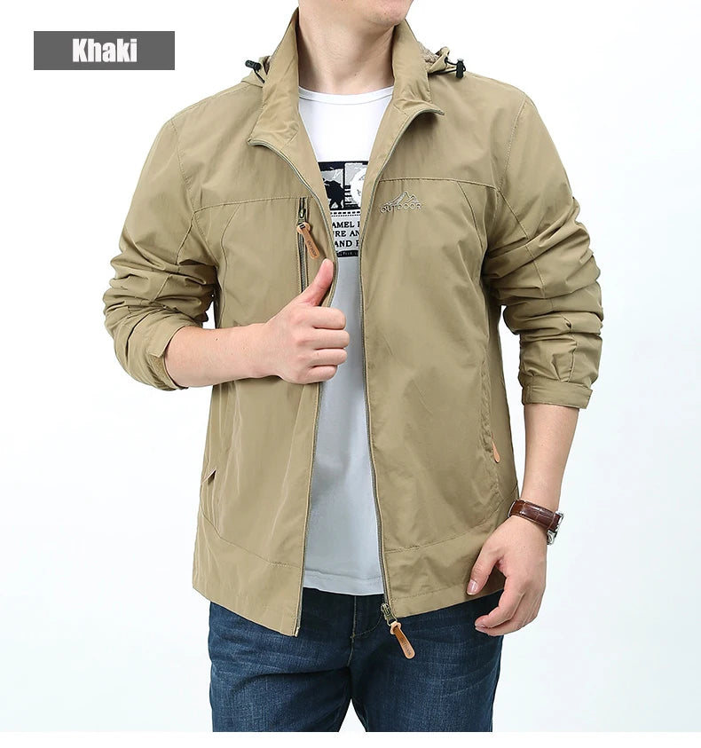 Vestes coupe-vent imperméables pour hommes et femmes, veste tactique décontractée pour randonnée, multi-poches, à capuche, pour la pêche