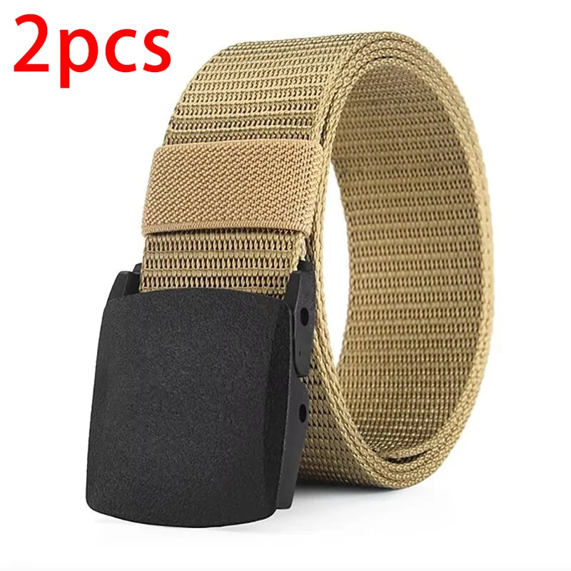 Casual Canvas Belt for Men and Women, Non-Metallic Nylon Training Belt with Trousers, Sports, Outdoor, Jeans