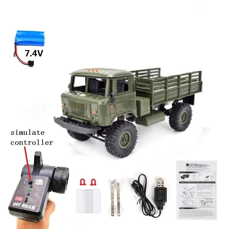 WPL B-24 Peugeot Camión Militar a Control Remoto DIY Todoterreno versiB24 Coche RC 4 Ruedas Bumoso Drive Escalada GAZ-66 Vehículo Regalo Juguete para Niño