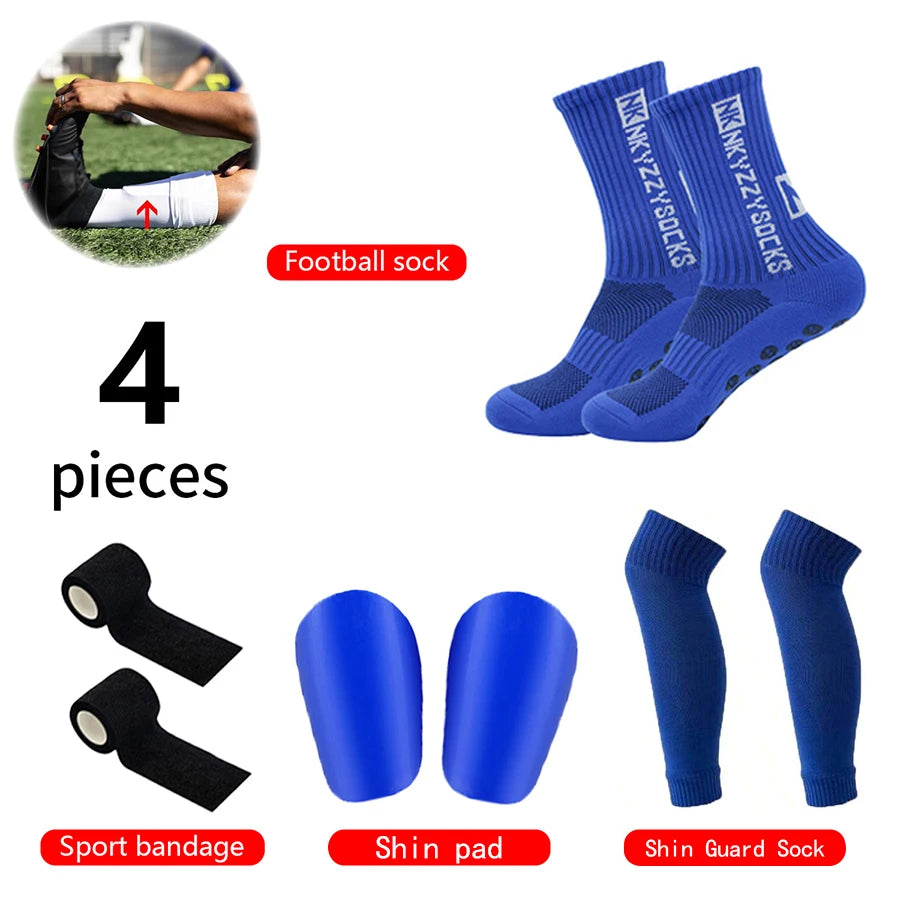 Kit Football 4 Pièces — Chaussettes + Manchons Protège-Tibias + Bandages