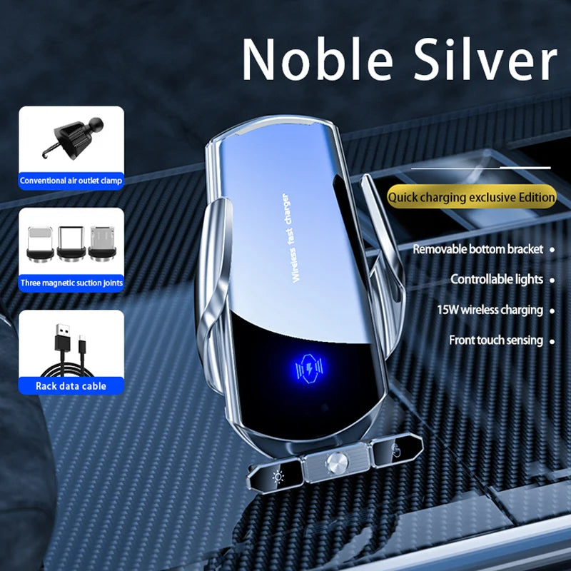 Cargador inalámbrico para coche, soporte magnético para teléfono móvil, soporte GPS giratorio 360° para iPhone Xiaomi