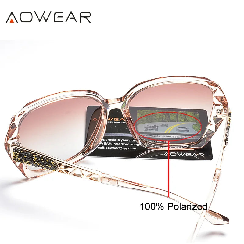 Lunettes de soleil femme polarisées — carré, dégradé, rose miroir, surdimensionné, élégant
