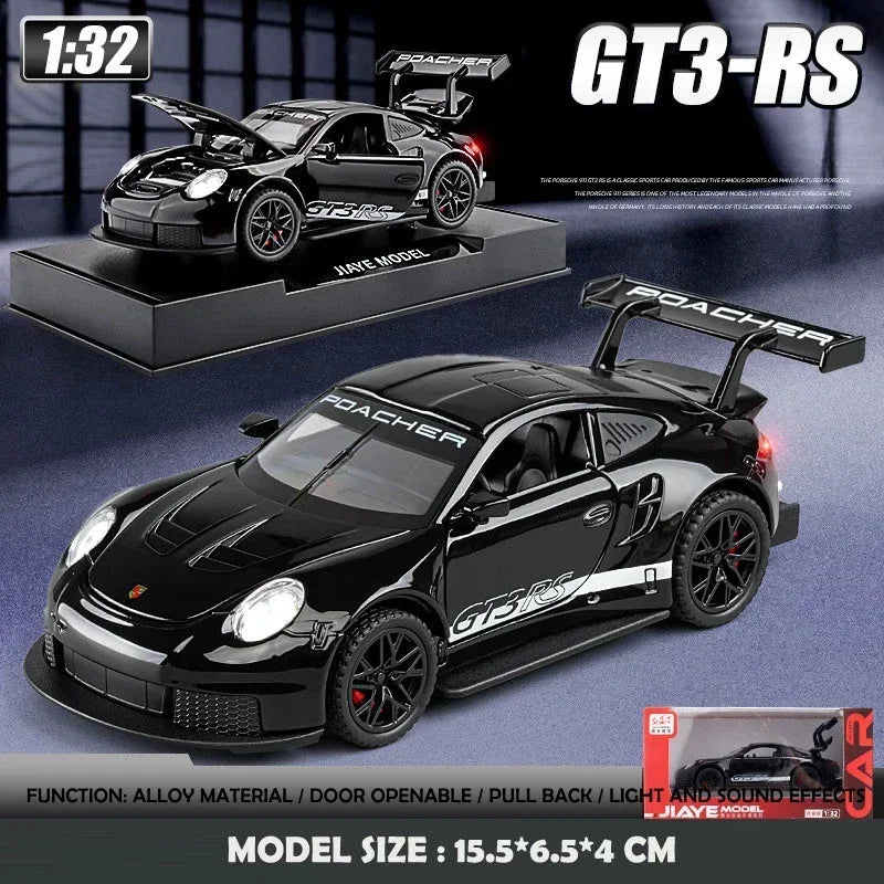 Die-cast sports car model inventory for children, car toy, GT3RS vehicle, boy's birthday gift, home decoration, 1/32 scale, 911