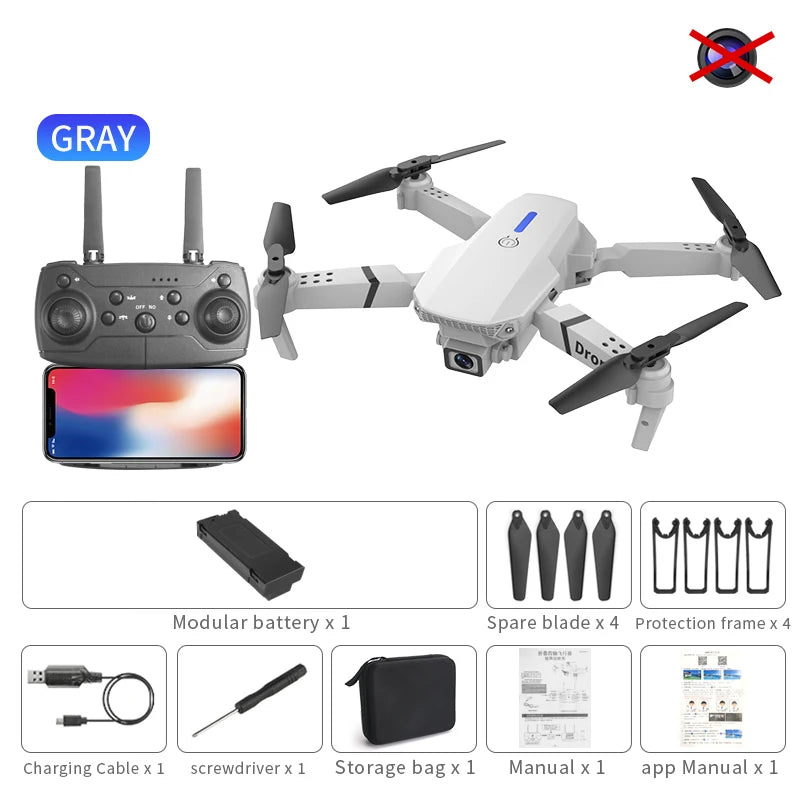 New E88 Pro 2026 Drone, 4K HD Dual Camera, FPV, 13 Minutes Flight Time, Long Range, Foldable RC Quadcopter, Mini E88 Pro Drone, Boys' Toy