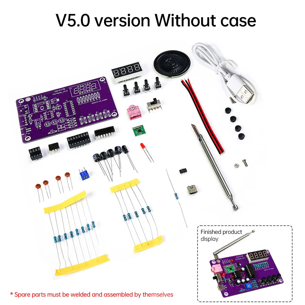 Kit électronique radio FM réglable avec affichage numérique, soudure de pratique de projet, mort, bricolage, 87-108MHz, RDA5807S