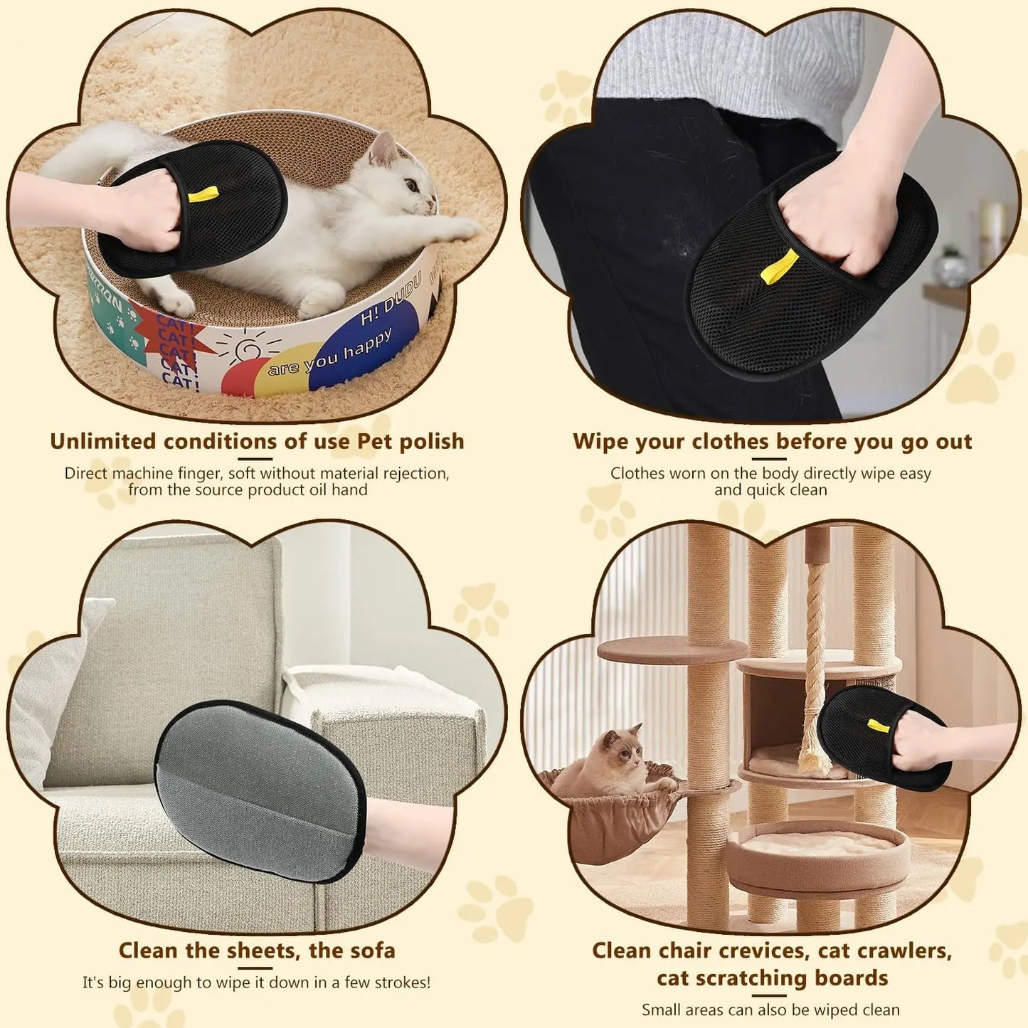 Mitaines d'épilation électrostatiques réutilisables pour animaux de compagnie, brosse de collecte de poils de chien et de chat, dispositif de collage, gants de toilettage pour la maison