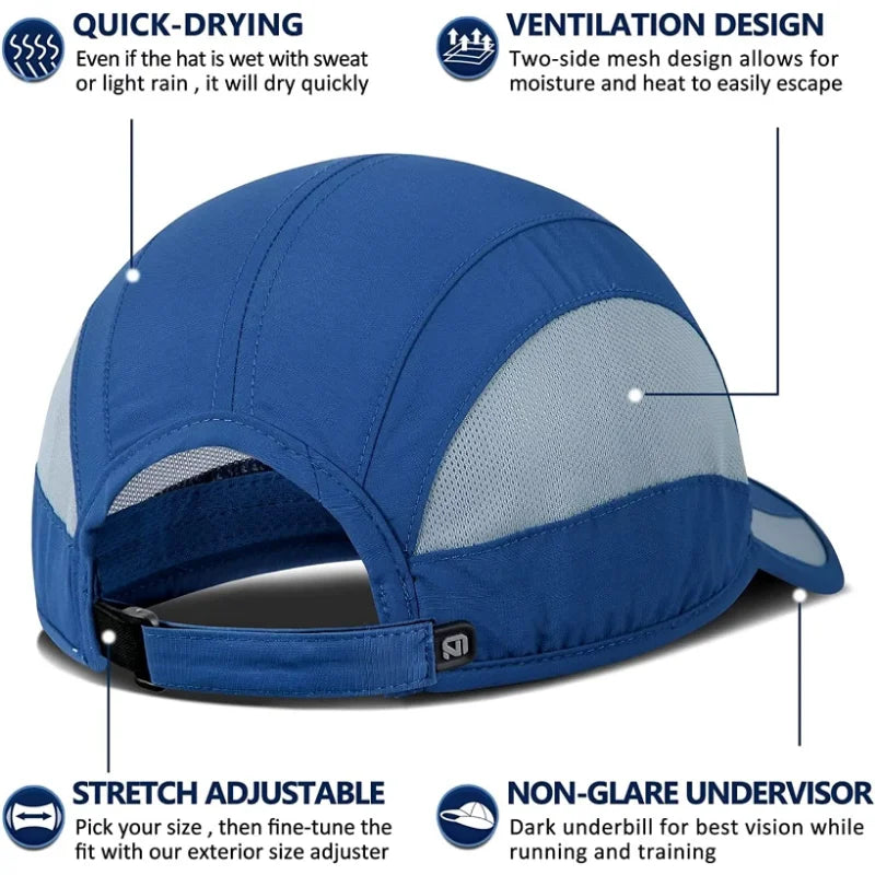 Casquette de sport unisexe à séchage rapide — réglable, légère, UPF 50+, course, randonnee, golf