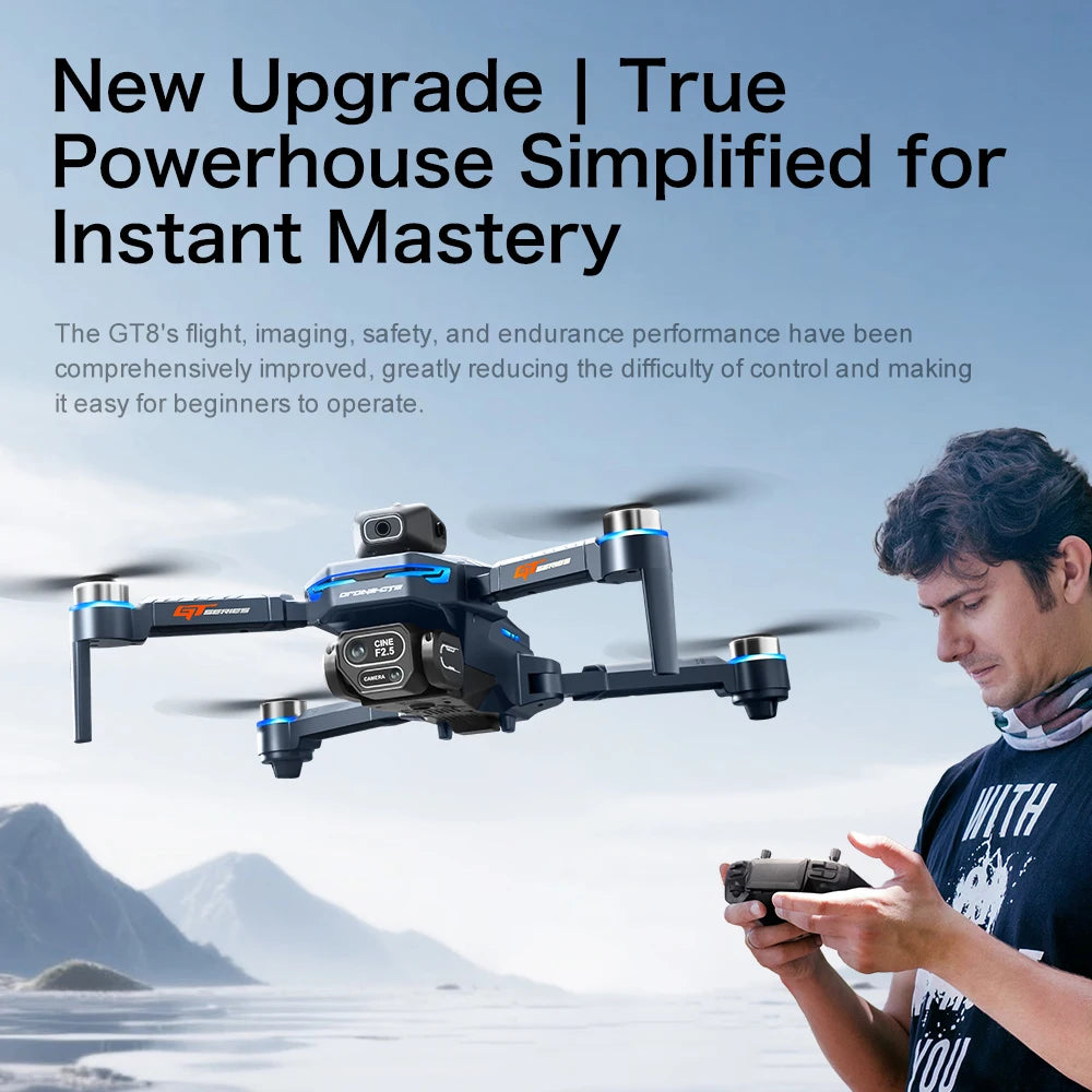 Drone GPS 8K professionnel — double caméra, moteur brushless, maintien d'altitude, quadricoptère pliable RC
