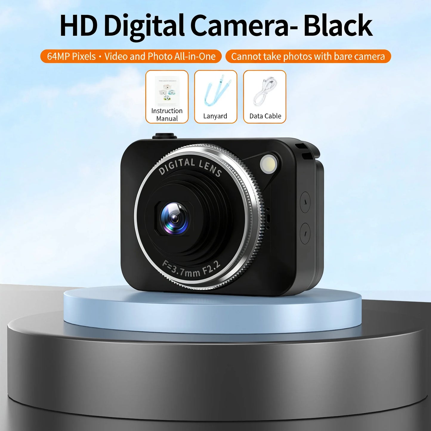 Lenovo 4K HD 180° Pixel Camera Compact Handheld CCD Video Camera for Vlogging, Ideal for Students, Perfect for Selfies, An Ideal Gift