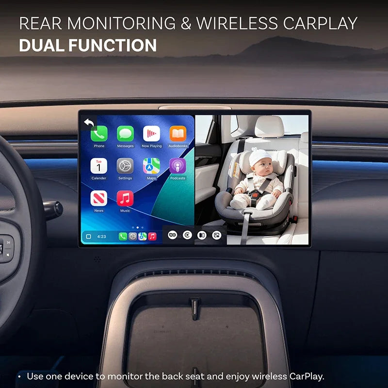 Adaptateur CarPlay Sans Fil Caméra Bébé — 1080P 150° Vision Nocturne Grand Angle