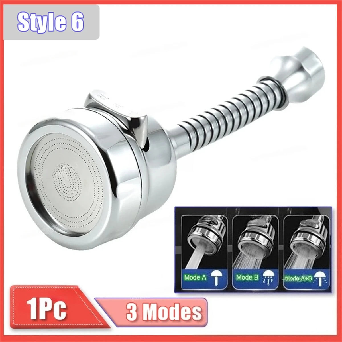 Extensor de grifo giratorio 360 grados, 2/3 modos, ahorro de agua, adaptador de boquilla burbujeador para cocina y baño, accesorios de grifería para el hogar
