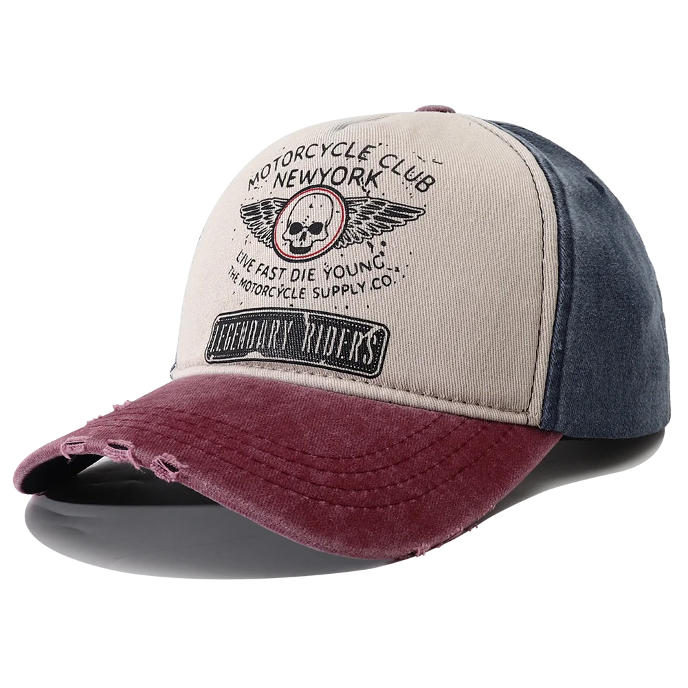 Casquette moto Punk femmes et hommes — baseball 5 panneaux, tête de mort, Hip Hop, New York, 2023
