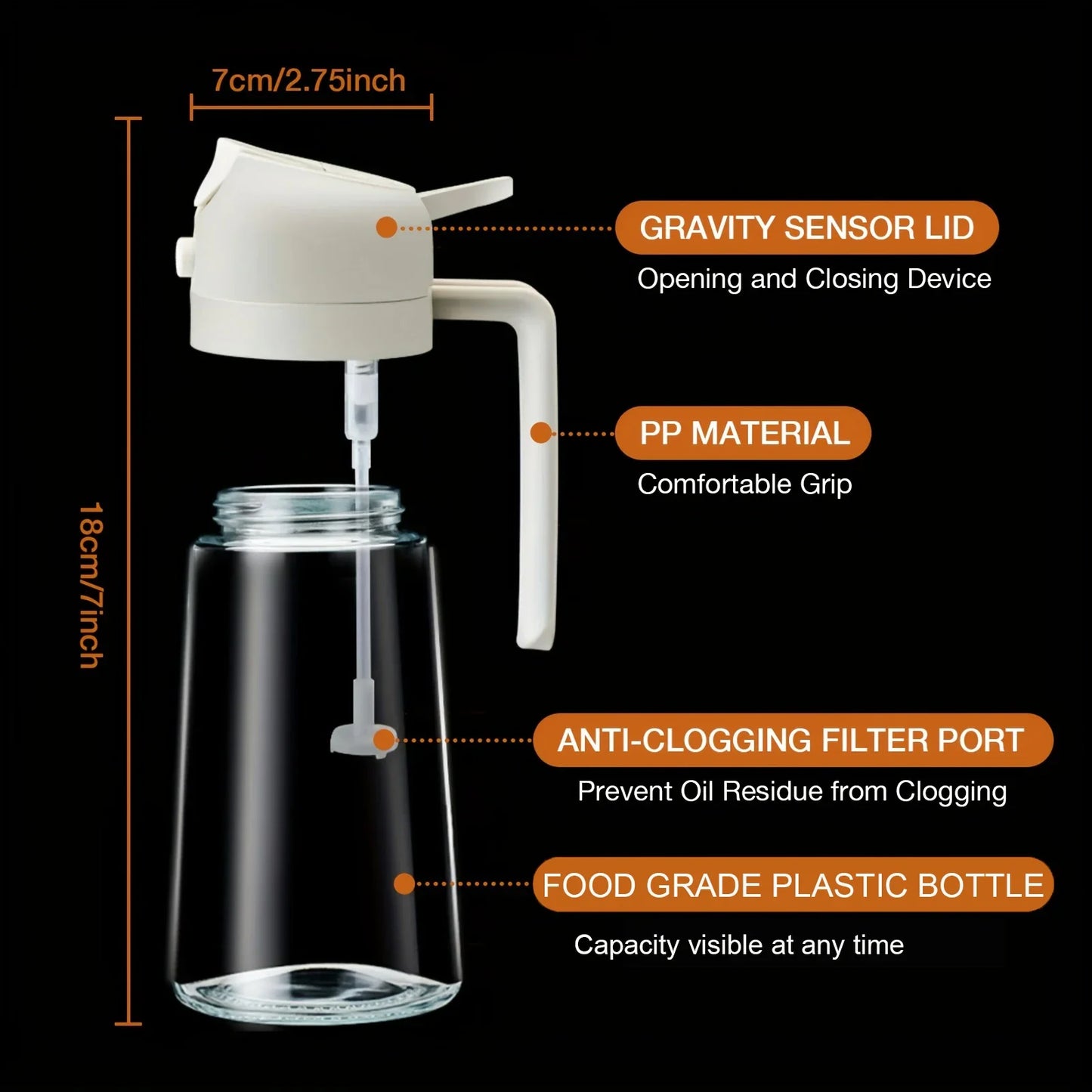 Pulvérisateur d'huile de cuisine en plastique 2 en 1, 500 ml, flacon pulvérisateur d'huile d'olive, distributeur d'huile pour barbecue, cuisson, rôtissage, pique-nique, outil de cuisine