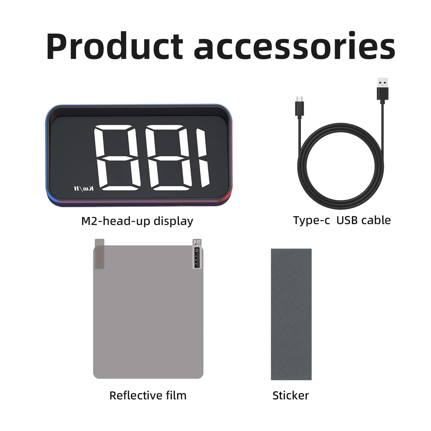 Velocímetro universal KMH M2 GPS HUD Pantalla frontal para coche Cable USB Plug & Play Sistema de doble satélite GPS y Beidou