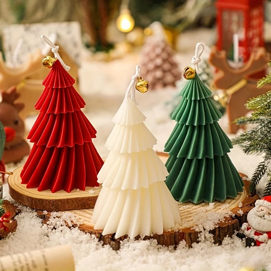 Molde de silicona para velas de árbol de Navidad, bricolaje, yeso, cemento, forma de árbol de Navidad, resina de silicona