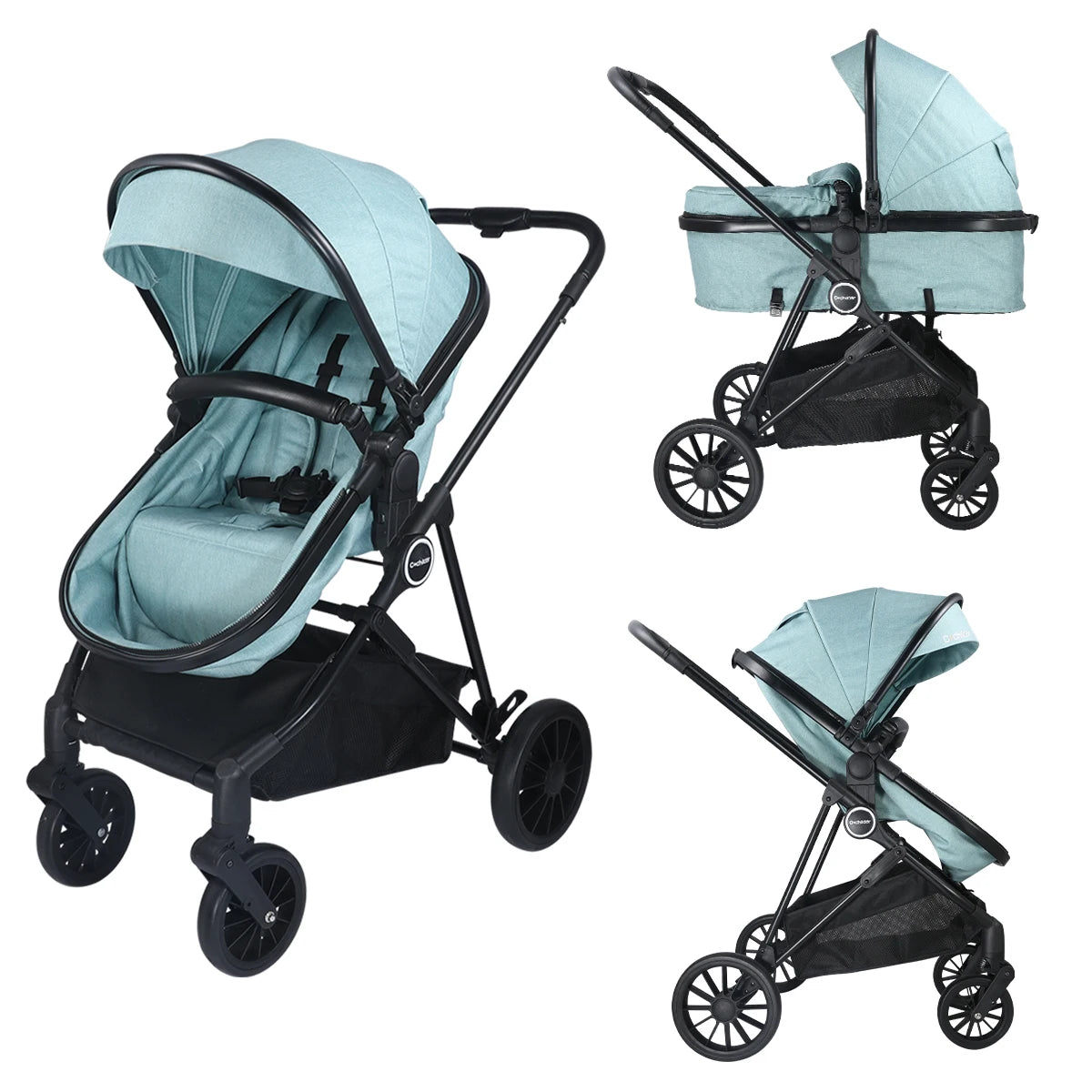 Cochecito alto para bebés, cochecito 2 en 1 para recién nacidos, cochecito plegable para exteriores, empuje bidireccional, regalo de Navidad