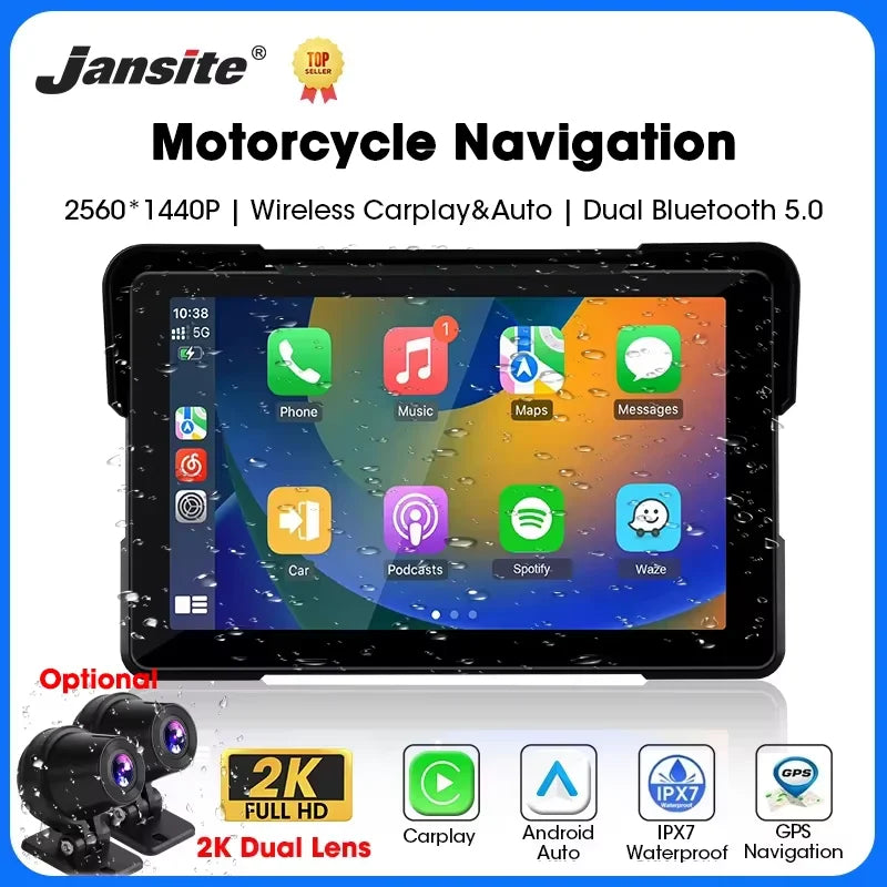 Dashcam 4K pour voiture 10/11,26 pouces sans fil — navigation GPS, double objectif, WiFi, FM, AUX (v2)