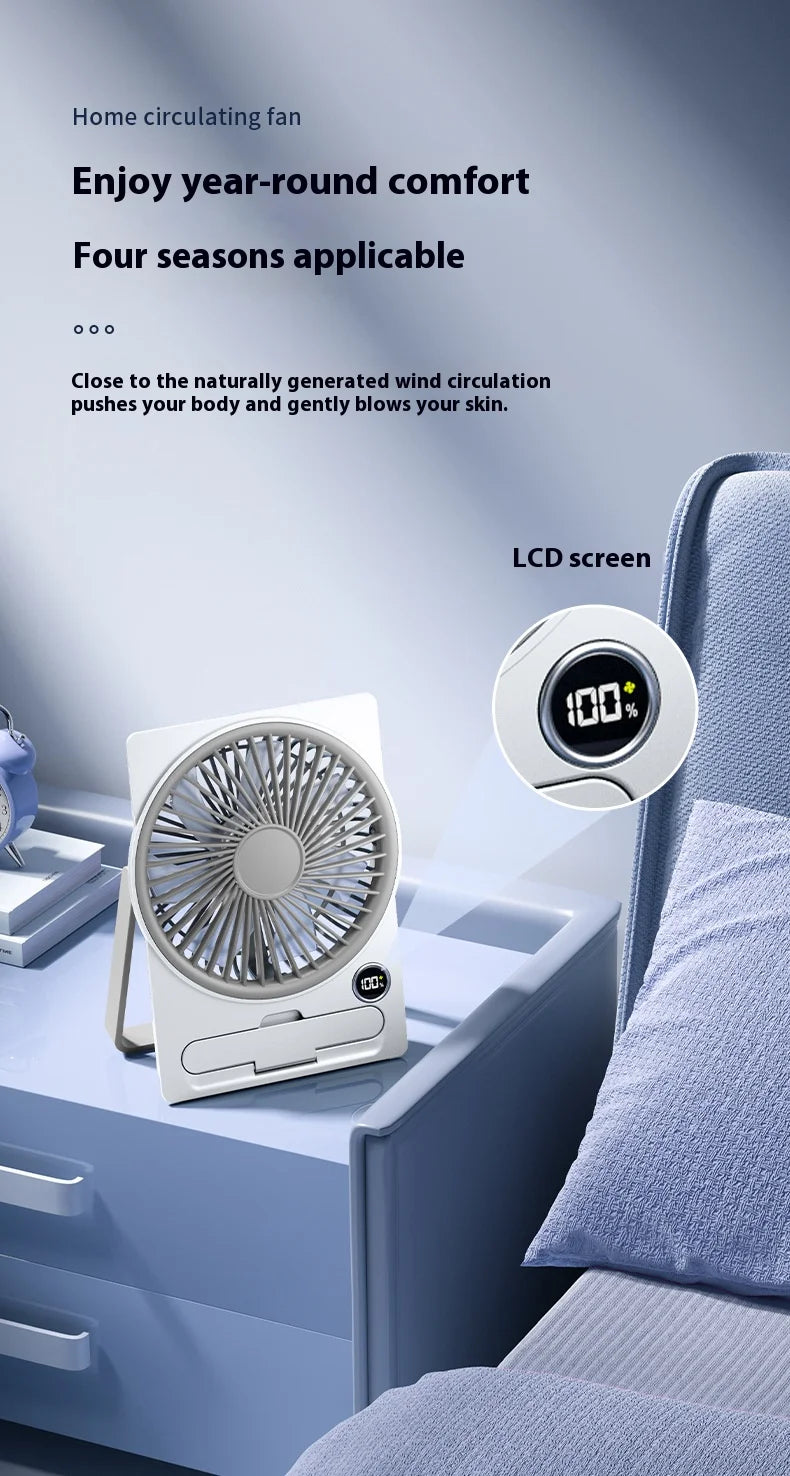 Ventilateur de table, ventilateur de chargement USB portable, ventilateur personnel mural avec affichage de la puissance, ventilateur de table ultra silencieux à 5 vitesses
