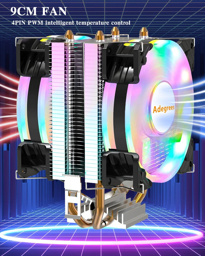 Refroidisseur d'air CPU X79 X99 3 broches PWM 4 broches ventilateur de refroidissement de processeur silencieux pour Intel LGA 1151 1155 1200 1700 2011 AMD AM3 AM4 radiateur PC