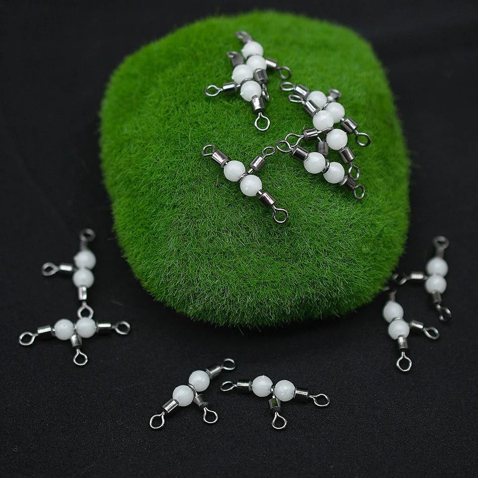 MNFT-Connecteur de pêche à 3 voies en acier inoxydable, 25 pièces, perles Shoes attirent le poisson