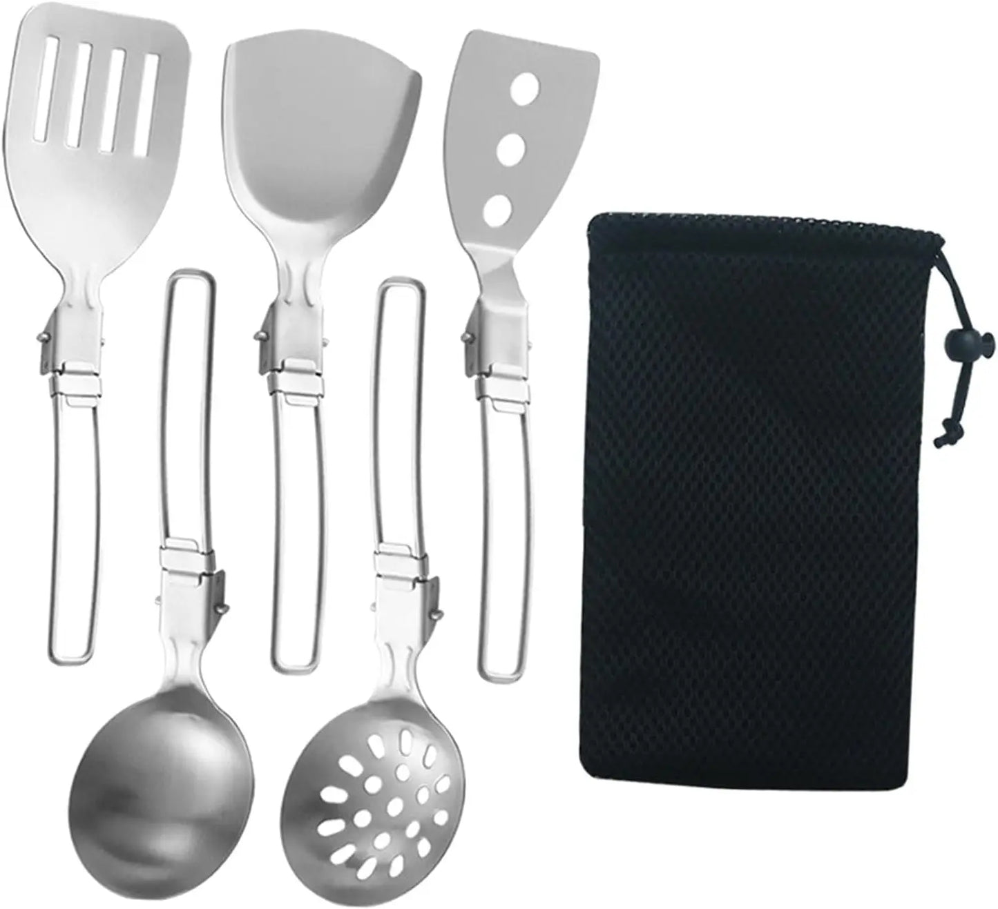 Spatule pliante cuillère pelle tourneur de nourriture Portable 304 en acier inoxydable Camping en plein air barbecue cuisine vaisselle fournitures de pique-nique ﻿