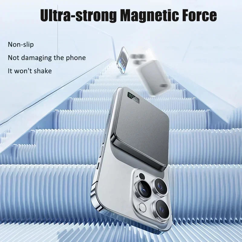 Batterie Externe Magnétique Sans Fil Ultra-Fine 500000mAh — Charge Super Rapide, Écran LED