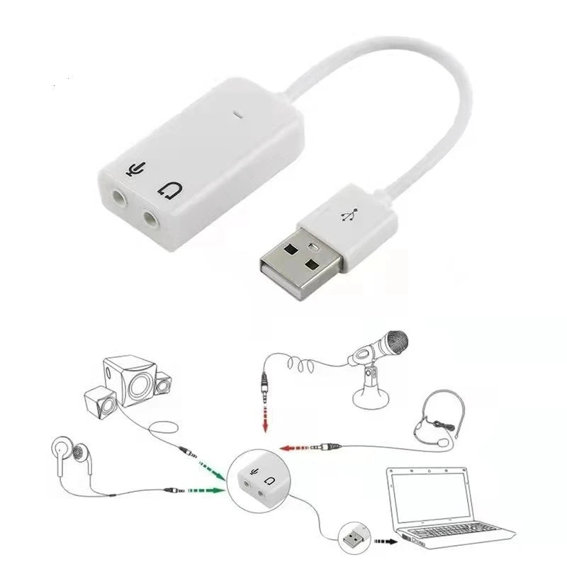 Carte Son USB Externe 7.1 Canaux — Adaptateur Audio Jack 3.5mm Casque & Micro