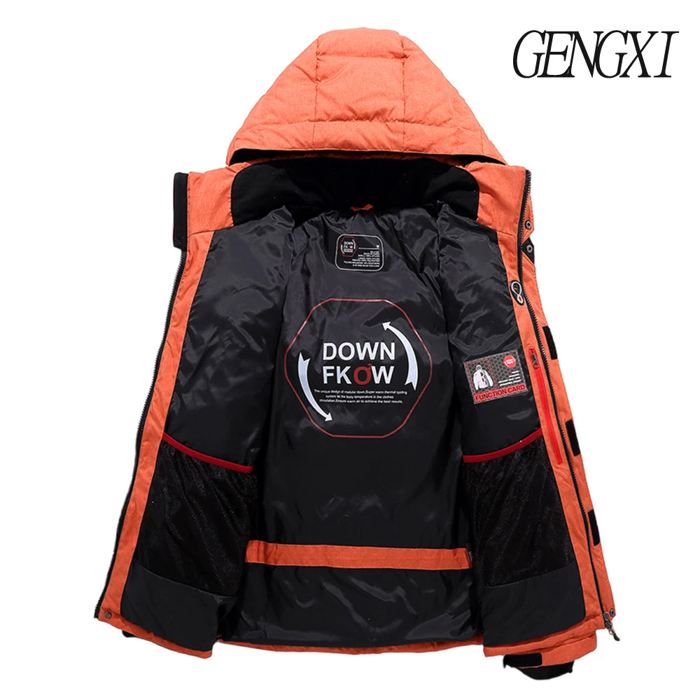 Men's Outdoor Lightweight Warm Detachable Collar Down Jacket Winter New Casual Fashion Multi-Pocket Workwear Down Coat