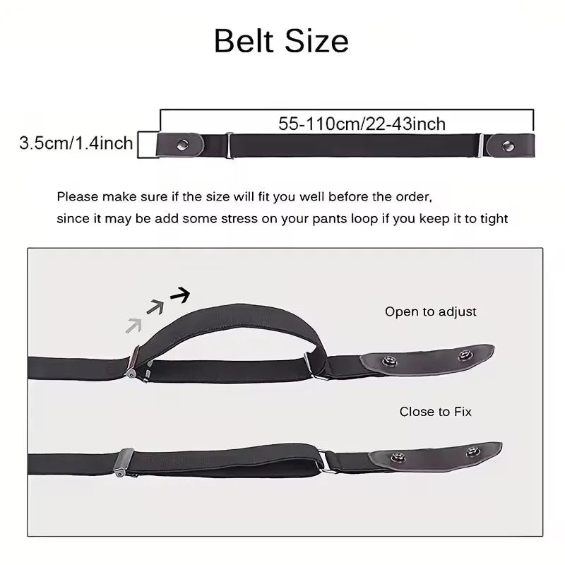 Ceinture Élastique Sans Boucle Unisexe — 2 Pièces Extensible Invisible Jeans