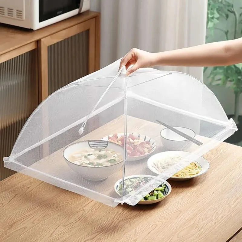 Cubierta de alimentos de malla plegable y lavable, cubierta de mesas anti-insectos, cubierta protectora para platos, accesorios de almacenamiento de cocina para el hogar