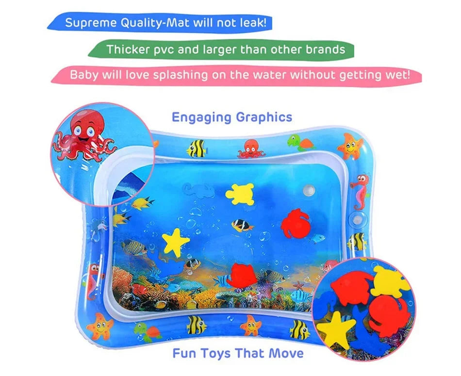 Alfombrilla de juego inflable para bebé, cojín de agua de PVC para bebés, almohadilla de juego acuática para niños, juguetes de actividad de desarrollo para educación temprana
