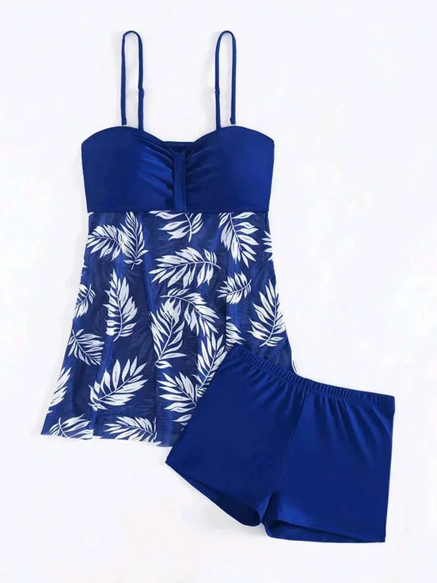Maillot de Bain Fendu Femme 2024 — Robe Courte Sexy, Taille Haute, Maille Imprimée, Plage