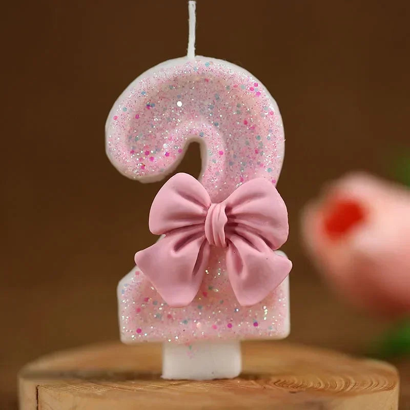 New number cake candle pink glitter birthday candle 1 2 3 4 5 6 7 8 9 3D number candle cake topper birthday party cake decor