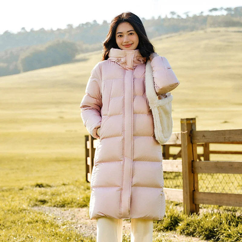 Abrigo largo impermeable de plumón para mujer Semir, nueva colección invierno 2025, abrigo holgado con capucha, abrigo de plumón sencillo para mujer