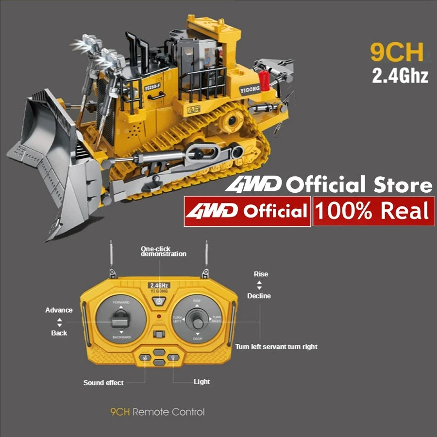 Pelle télécommandée 4WD, camion à benne basculante en alliage 4x4, Bulldozer, modèle Radio, voiture RC, véhicule de Construction, jouet, cadeaux pour enfants