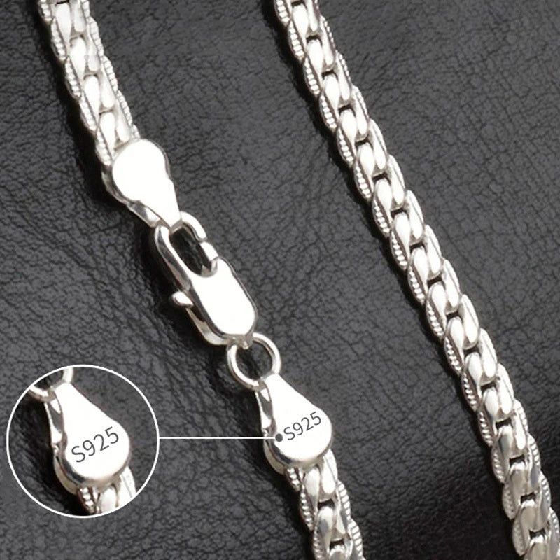 Collar de oro/plata de 18 quilates para hombre y mujer, joyería de moda para compromiso y boda, de 6 mm de ancho, 8/18/20/24 pulgadas